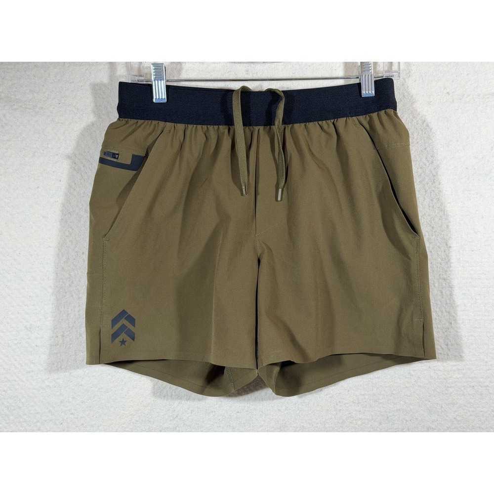 Women 28 Lined Running Shorts Athletic Training Gym Olive Performance Zip Pocket